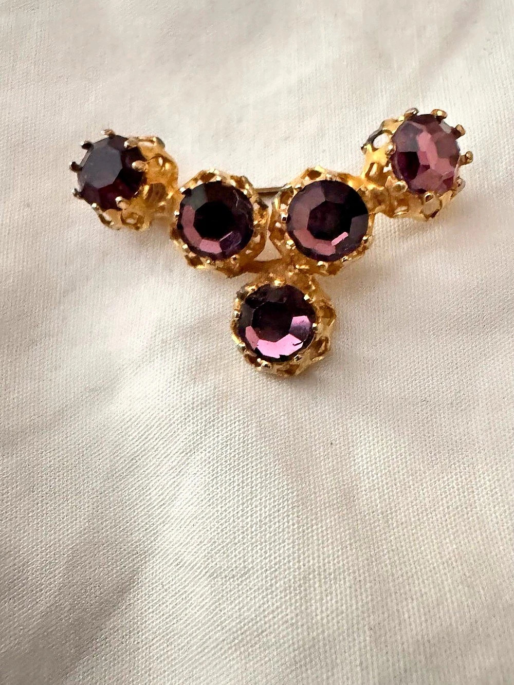 Vintage Made in Austria Purple Rhinestone Brooch